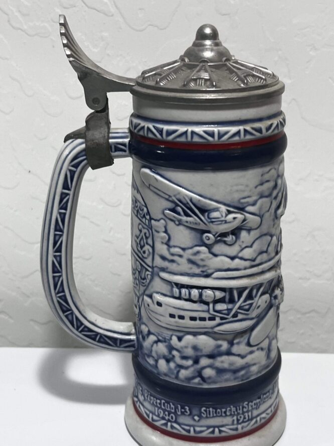 Avon 1981 Flying Aircraft Airplane Ceramic Beer Stein Ceramarte Brazil