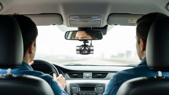 Dash cam recording a rideshare passenger inside the car