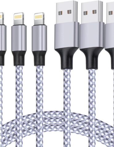iPhone Charger – [MFi Certified] 3-Pack 6FT Nylon Braided Lightning Cables